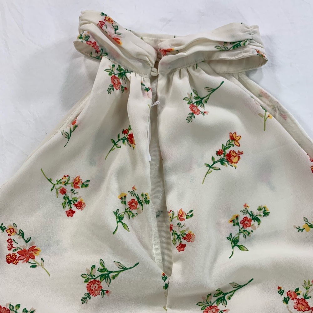 Floral Haulter‎ Top Dress All Over Pattern Cream Off White Women's Size M - Picture 6 of 13